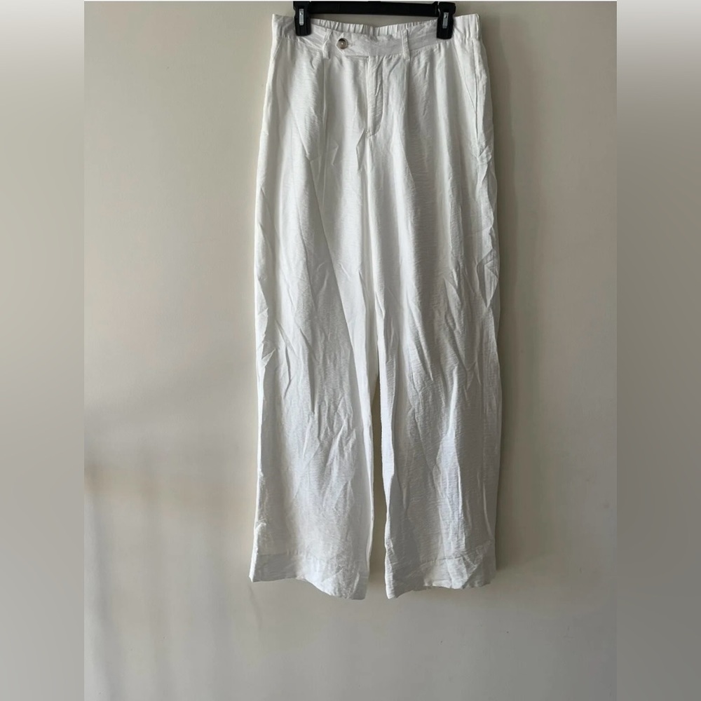 Gibson Latimer White Seashell Wide Leg Palazzo Pants